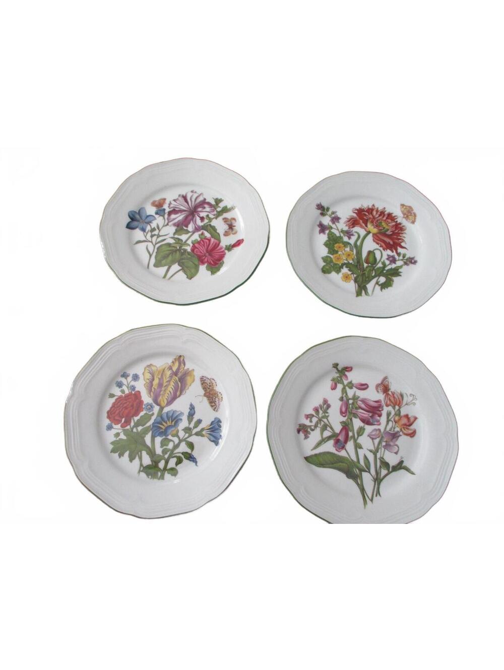 Bareuther Bavaria Germany Floral Salad Plates Set of 4 Vintage Scalloped Edge